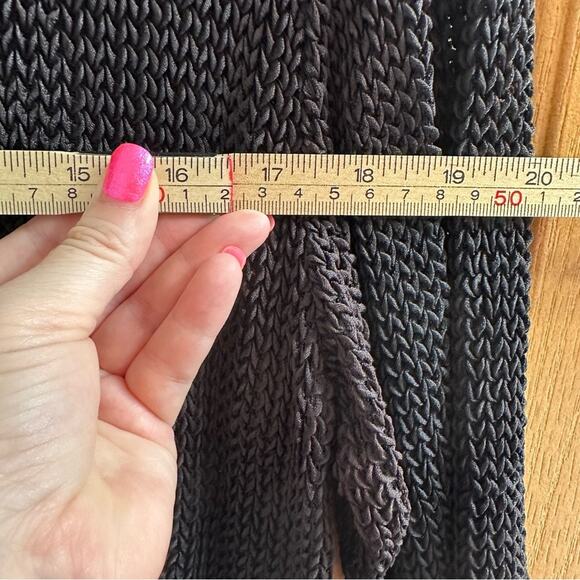 Vtg 90s Black Open Knit Button-up Cardigan Old Money Coastal Grandmother - Large - Picture 7 of 11